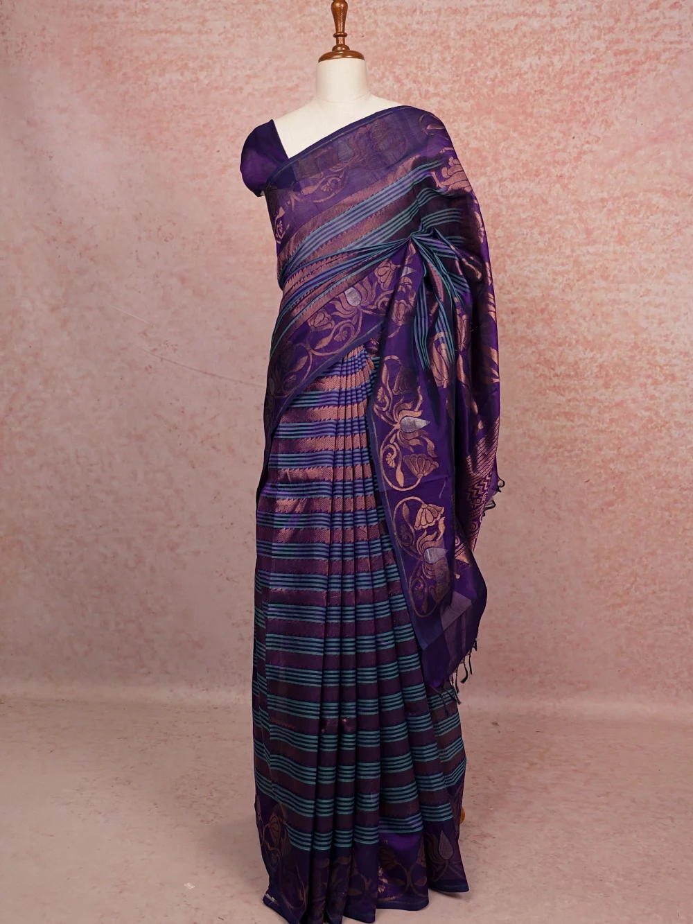 Blue Cotton Silk Saree