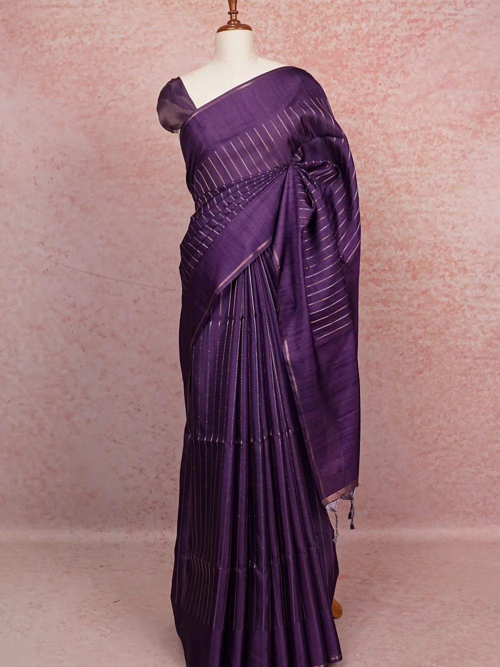 Dark Lavender Semi Tussar Saree