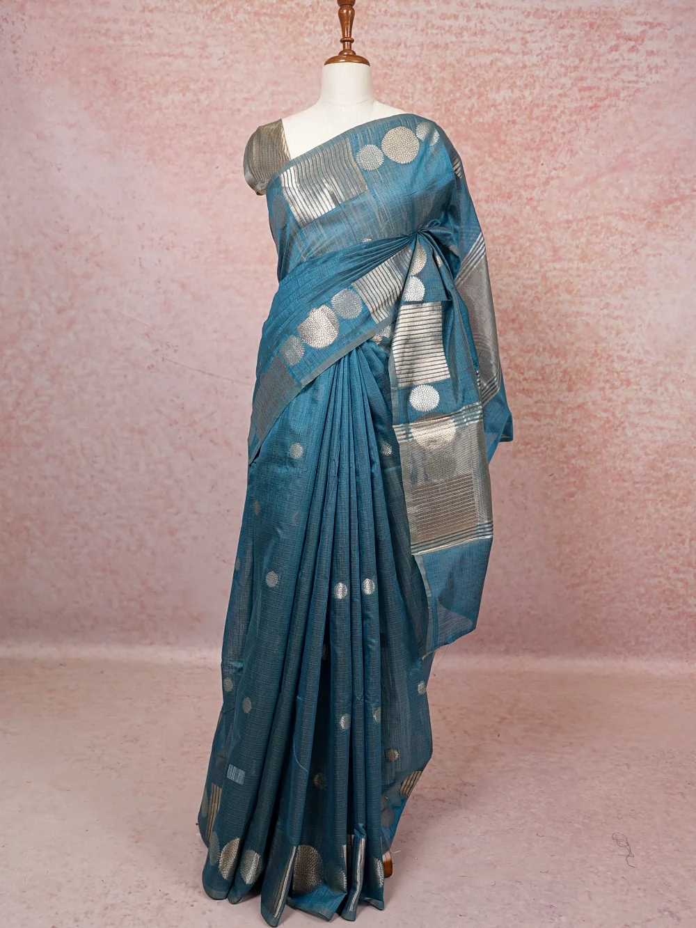 Blue Semi Tussar Saree