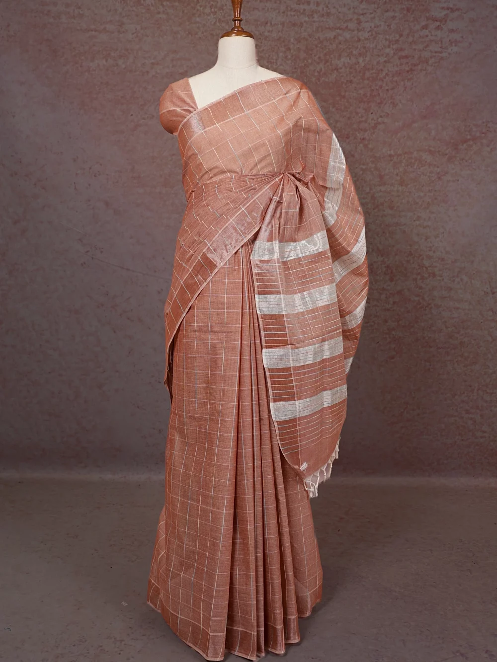 Light Orange Cotton Saree