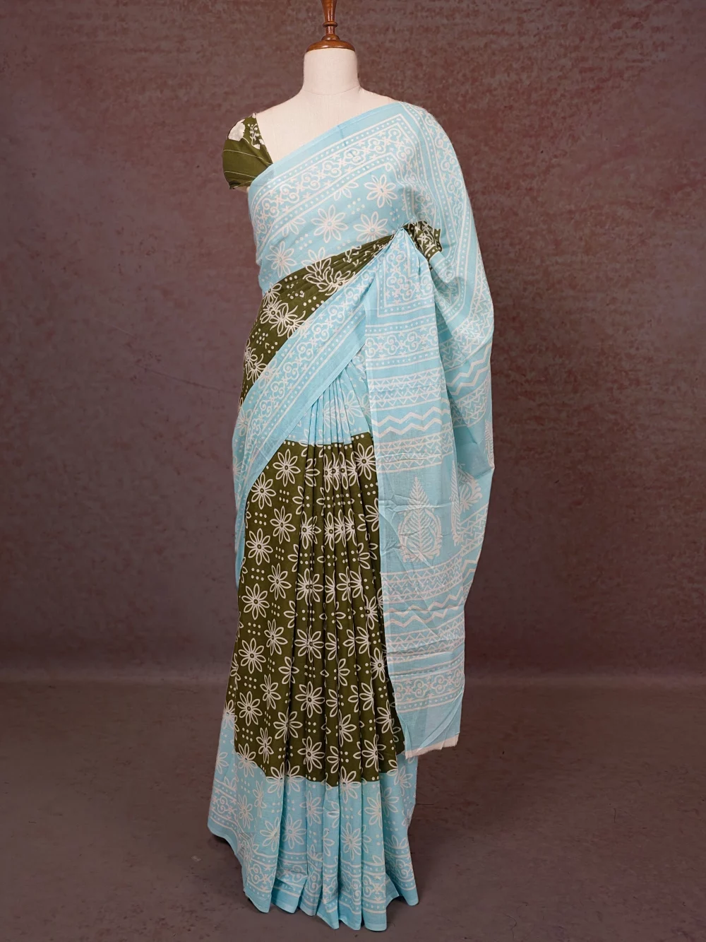 Mehandi Green Cotton Saree